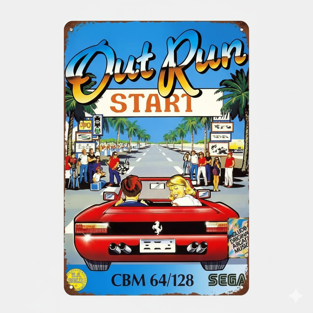 Out Run Retro Metal Poster